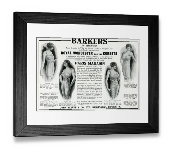 Framed Print : Advert for Barkers corsets 1914 Framed Print : Advert for Barkers corsets 1914