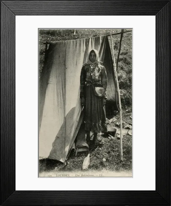 Framed Print : Lourdes, France - A Bohemian Pilgrim and her shelter Framed Print : Lourdes, France - A Bohemian Pilgrim and her shelter