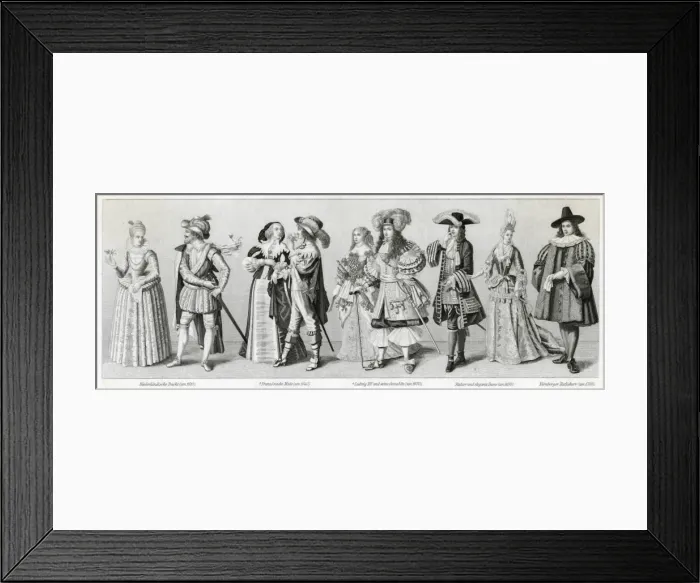 Framed Print : Costume styles, 17th century Framed Print : Costume styles, 17th century