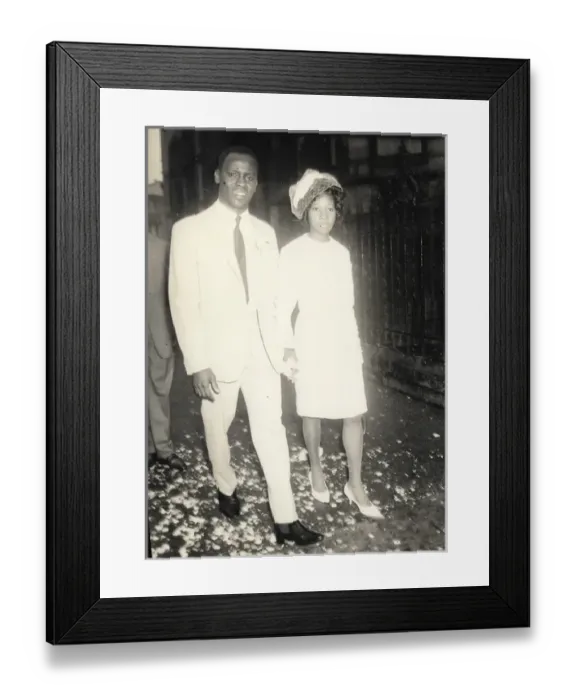 Framed Print : Bride and Groom holding hands in Nottingham Framed Print : Bride and Groom holding hands in Nottingham