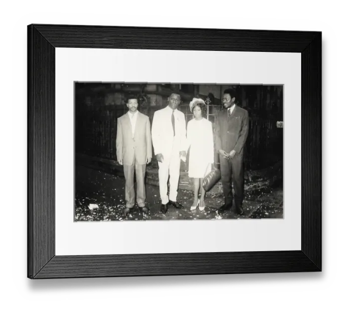 Framed Print : Esmel May Woma, groom and two men in Nottingham Framed Print : Esmel May Woma, groom and two men in Nottingham