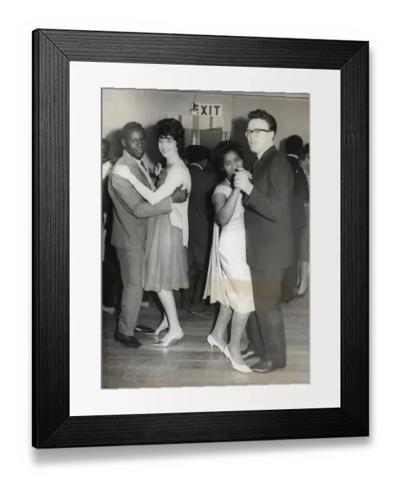 Framed Print : Black and white couples mixed on the dance floor in Nottingh Framed Print : Black and white couples mixed on the dance floor in Nottingh