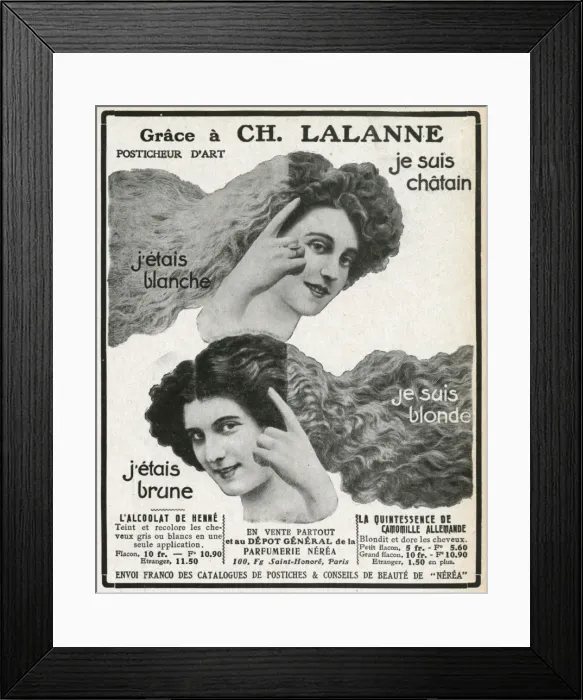 Framed Print : Advert for Ch. Lalanne hair dye 1910 Framed Print : Advert for Ch. Lalanne hair dye 1910