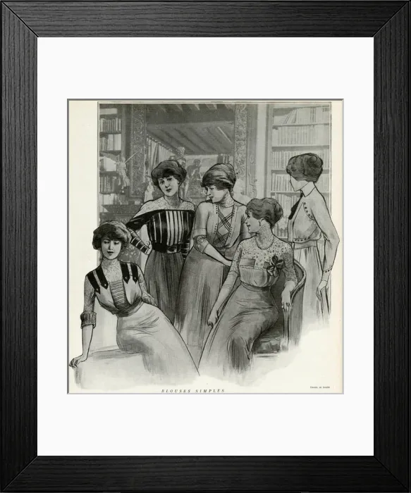 Framed Print : Four women wearing day clothing 1910 Framed Print : Four women wearing day clothing 1910