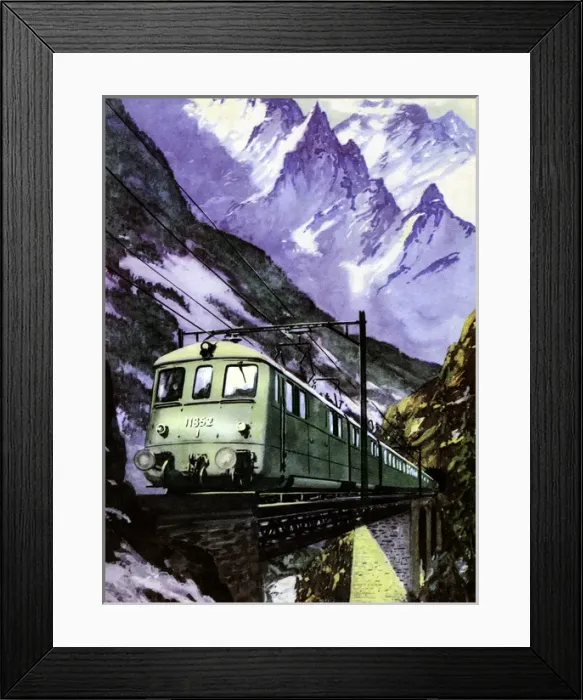 Framed Print : Express on the St. Gotthard route, Switzerland Framed Print : Express on the St. Gotthard route, Switzerland