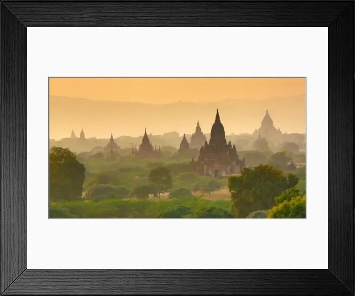 Framed Print : Temples and pagodas at sunset, Plain of Bagan, Myanmar Framed Print : Temples and pagodas at sunset, Plain of Bagan, Myanmar