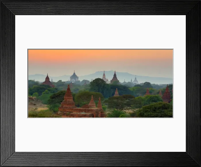 Framed Print : Temples and pagodas at sunset, Plain of Bagan, Myanmar Framed Print : Temples and pagodas at sunset, Plain of Bagan, Myanmar