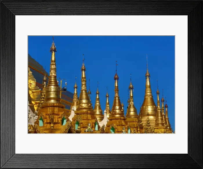 Framed Print : Gold stupa and spires, Shwedagon Pagoda, Yangon, Myanmar Framed Print : Gold stupa and spires, Shwedagon Pagoda, Yangon, Myanmar