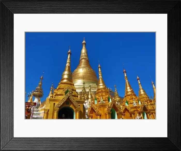 Framed Print : Gold stupa and spires, Shwedagon Pagoda, Yangon, Myanmar Framed Print : Gold stupa and spires, Shwedagon Pagoda, Yangon, Myanmar