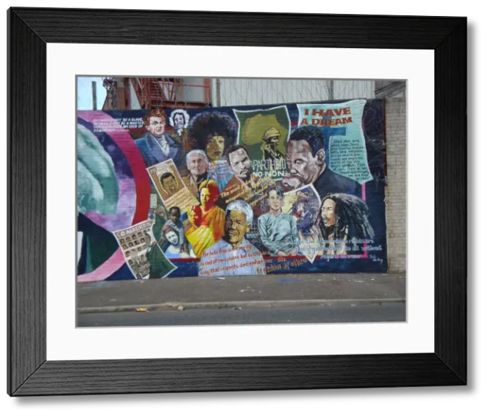 Framed Print : Wall mural of famous people at Belfast Framed Print : Wall mural of famous people at Belfast