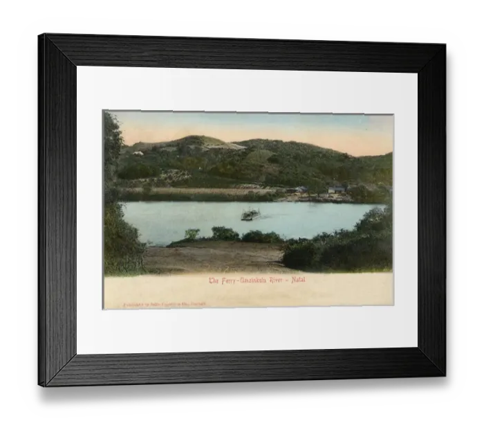 Framed Print : Umzimkulu River and ferry, Natal Province, South Africa
