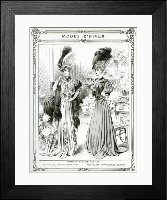 Framed Print : Women wearing tailored winter suits 1905 Framed Print : Women wearing tailored winter suits 1905