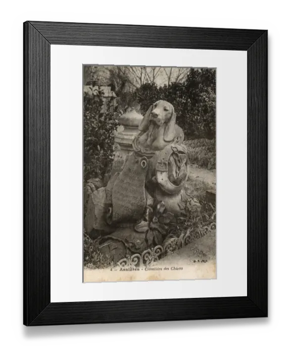 Framed Print : Monument to a pet at the Asnieres Dog Cemetery, Paris Framed Print : Monument to a pet at the Asnieres Dog Cemetery, Paris