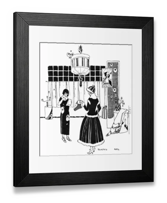 Framed Print : Fashionable lady buying bed socks in a Chic Boutique Framed Print : Fashionable lady buying bed socks in a Chic Boutique
