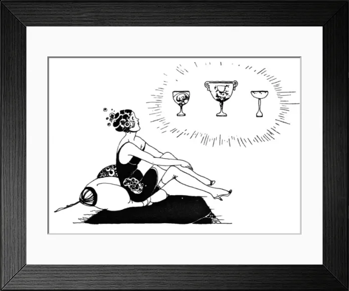 Framed Print : Young lady sitting on cushions dreaming of trophies Framed Print : Young lady sitting on cushions dreaming of trophies