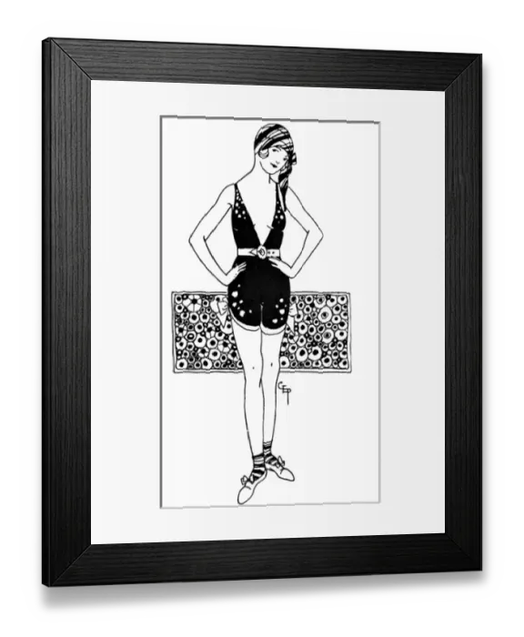 Framed Print : Stylish young lady wearing a self-made hurdling outfit Framed Print : Stylish young lady wearing a self-made hurdling outfit