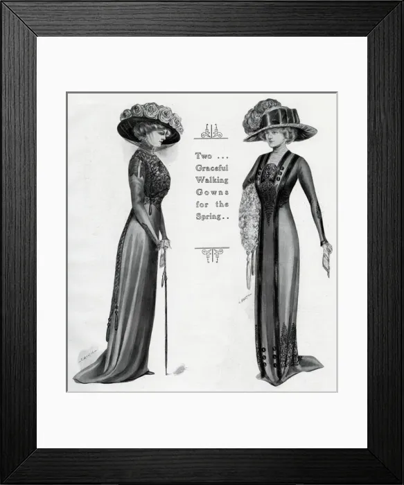 Framed Print : Graceful walking gowns for the Spring 1909 Framed Print : Graceful walking gowns for the Spring 1909