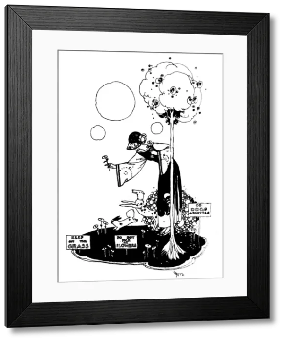 Framed Print : Young lady standing in a little park Framed Print : Young lady standing in a little park