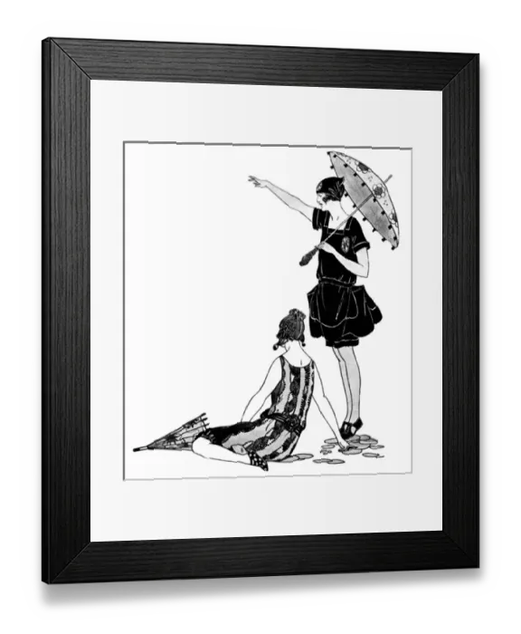 Framed Print : Two lady bathers in Marshall & Snelgrove swimsuits Framed Print : Two lady bathers in Marshall & Snelgrove swimsuits