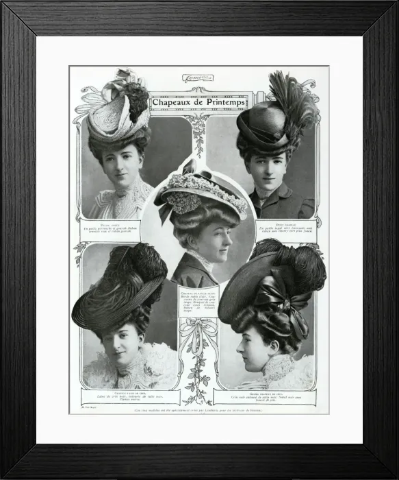 Framed Print : French woman wearing cartwheel hats for Spring 1906 Framed Print : French woman wearing cartwheel hats for Spring 1906