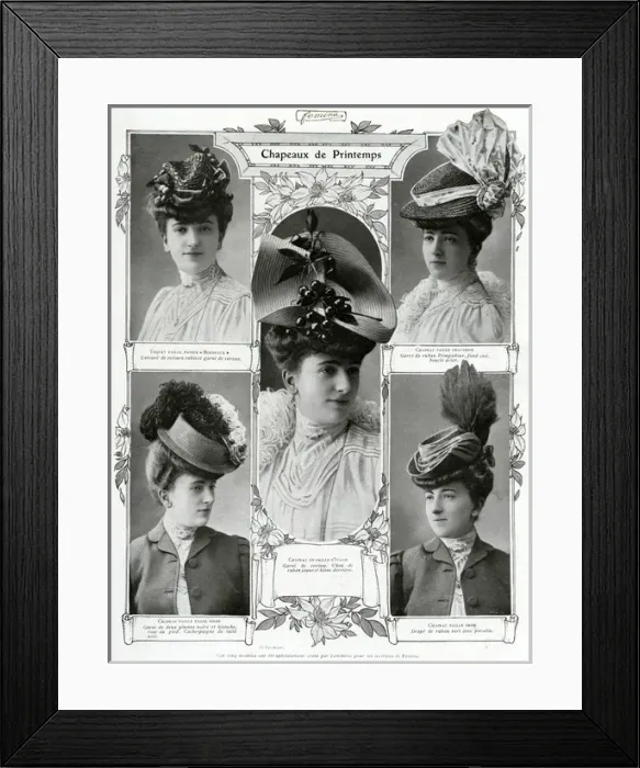 Framed Print : French woman wearing straw hats for Spring 1906 Framed Print : French woman wearing straw hats for Spring 1906