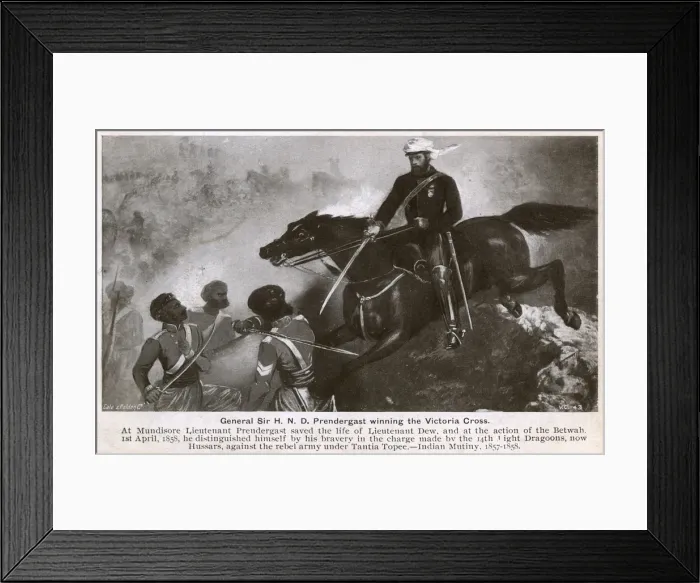 Framed Print : General Prendergast winning the Victoria Cross at Betwah Framed Print : General Prendergast winning the Victoria Cross at Betwah