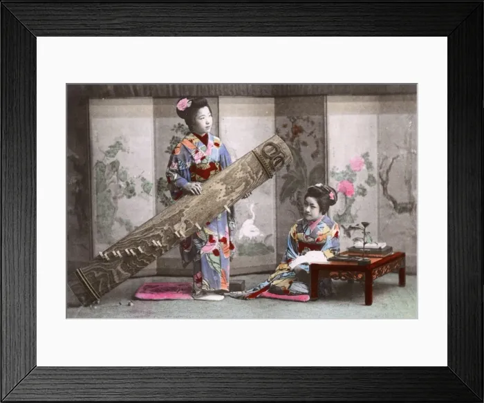 Framed Print : Japanese women - Koto player and woman reading Framed Print : Japanese women - Koto player and woman reading