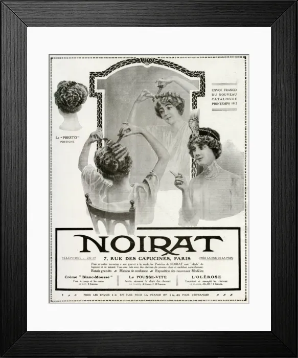 Framed Print : Advert for Noirat, hairpieces 1912 Framed Print : Advert for Noirat, hairpieces 1912