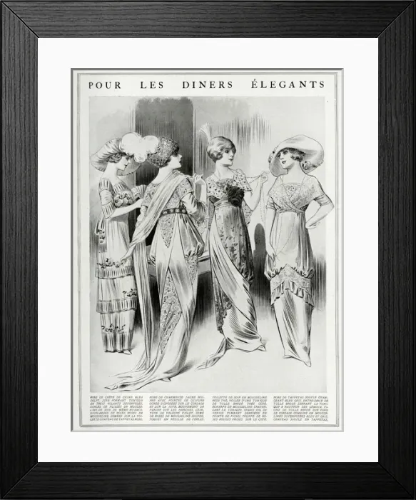 Framed Print : Elegant dresses for dining 1912 Framed Print : Elegant dresses for dining 1912