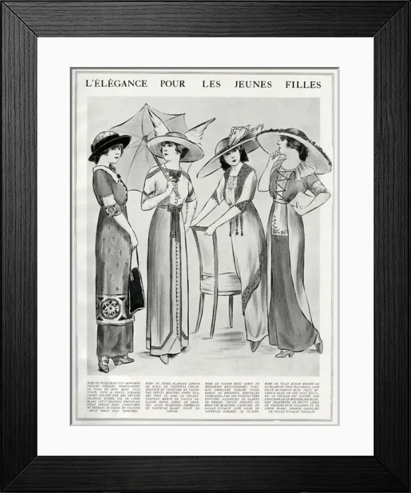 Framed Print : Elegant young womens dresses 1912 Framed Print : Elegant young womens dresses 1912