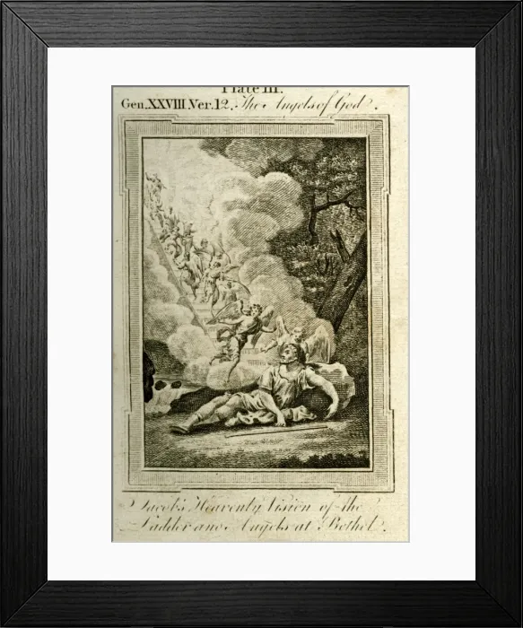 Framed Print : Jacobs heavenly vision of the ladder and angels Framed Print : Jacobs heavenly vision of the ladder and angels