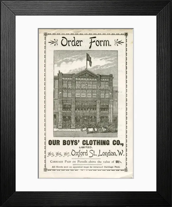 Framed Print : Order form for Our Boys Clothing Company Framed Print : Order form for Our Boys Clothing Company