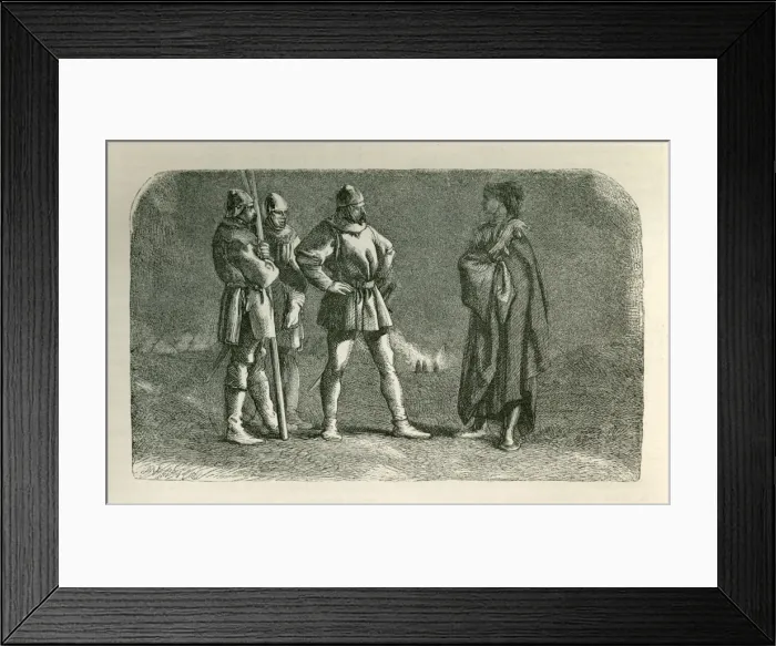 Framed Print : Henry V - in disguise, he chats with soldiers.. 1862 Framed Print : Henry V - in disguise, he chats with soldiers.. 1862