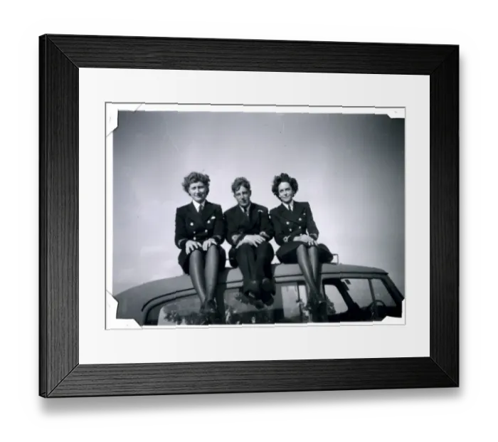 Framed Print : Three colleagues at Lessingen, Germany, WW2 Framed Print : Three colleagues at Lessingen, Germany, WW2