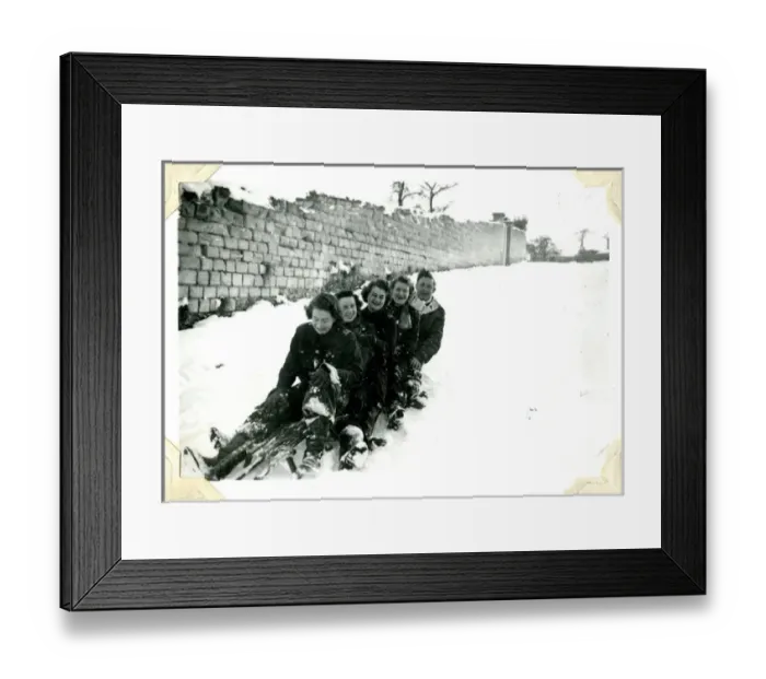 Framed Print : Sledging at Chateau d Hennement, France, WW2 Framed Print : Sledging at Chateau d Hennement, France, WW2
