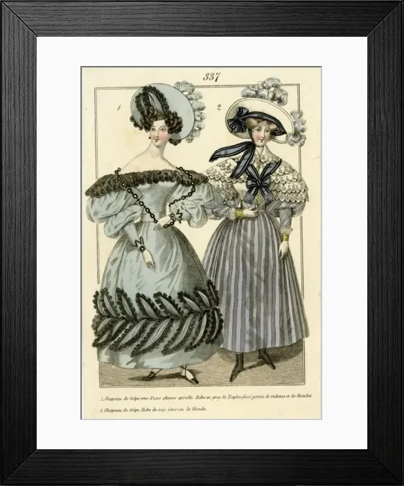 Framed Print : French fashion plate -- two women Framed Print : French fashion plate -- two women