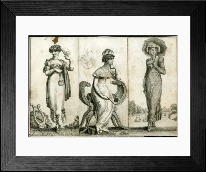 Framed Print : Three women in Georgian style costume