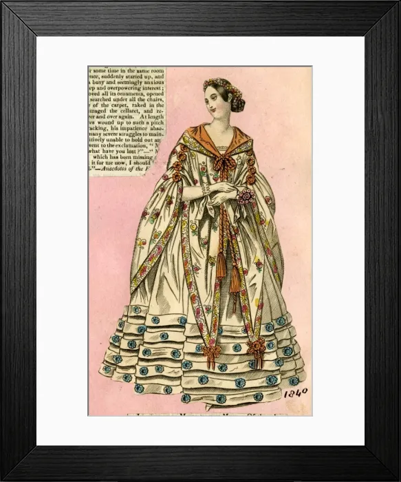 Framed Print : Woman in early Victorian costume Framed Print : Woman in early Victorian costume