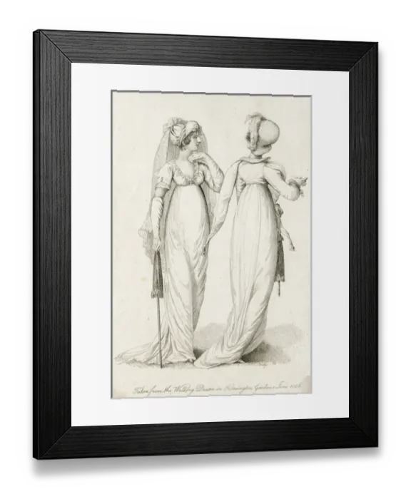 Framed Print : Two women in walking dresses, Kensington Gardens Framed Print : Two women in walking dresses, Kensington Gardens