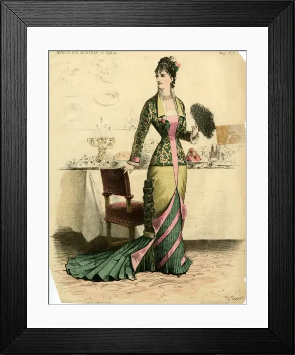 Framed Print : Fashion illustration, woman in an elegant dress Framed Print : Fashion illustration, woman in an elegant dress