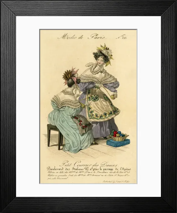 Framed Print : Costume illustration, two women in the latest fashion Framed Print : Costume illustration, two women in the latest fashion