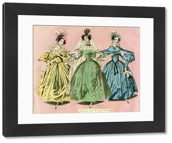 Three women in the latest fashions