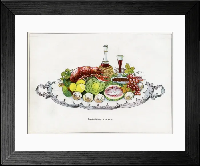Framed Print : Table display -- shellfish with wine Framed Print : Table display -- shellfish with wine