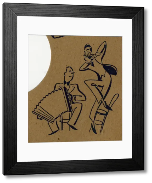 Framed Print : Two men playing harmonica and accordion