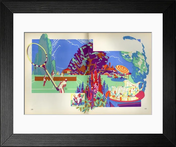 Framed Print : Tennis Match in Art Deco style Framed Print : Tennis Match in Art Deco style