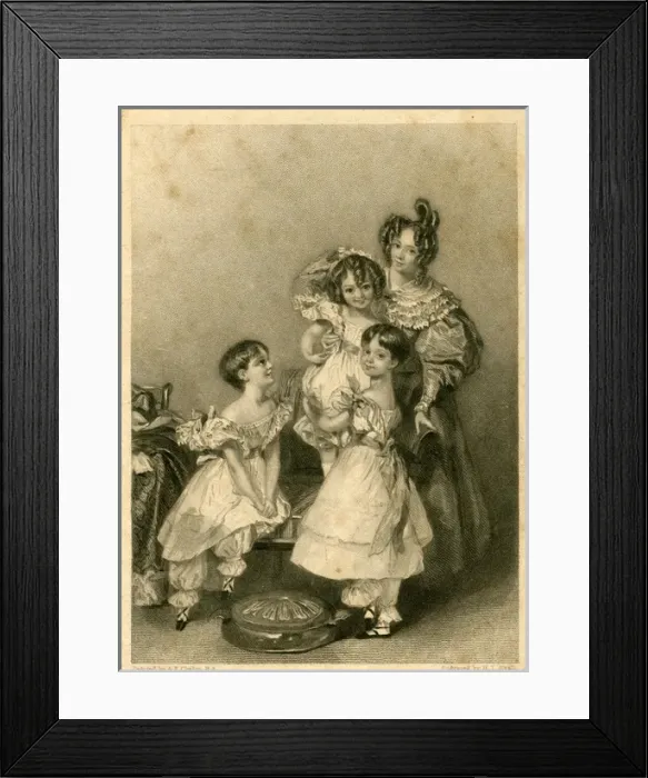 Framed Print : Childhood -- woman and three children Framed Print : Childhood -- woman and three children