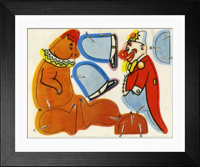 Framed Print : Circus Cut-Out Favourites - Clown and Bear Framed Print : Circus Cut-Out Favourites - Clown and Bear