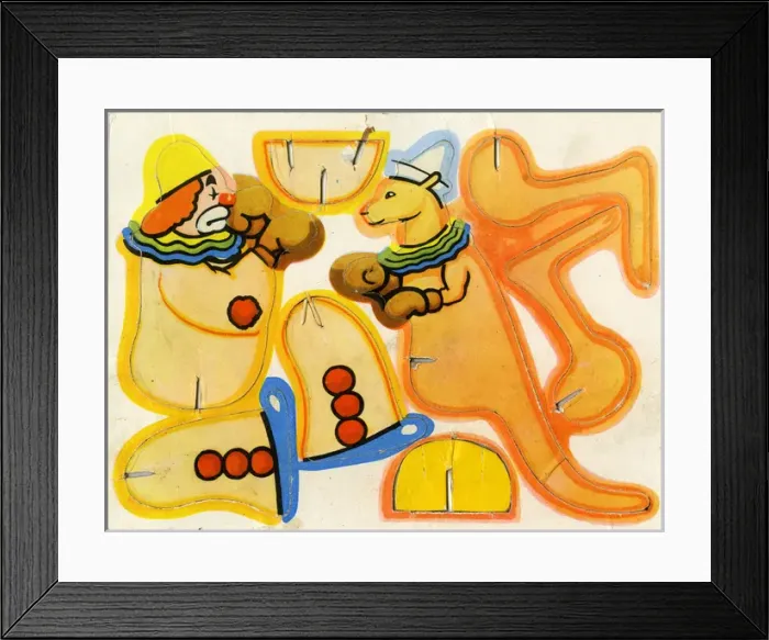 Framed Print : Circus Cut-Out Favourites - Clown and Kangaroo Framed Print : Circus Cut-Out Favourites - Clown and Kangaroo