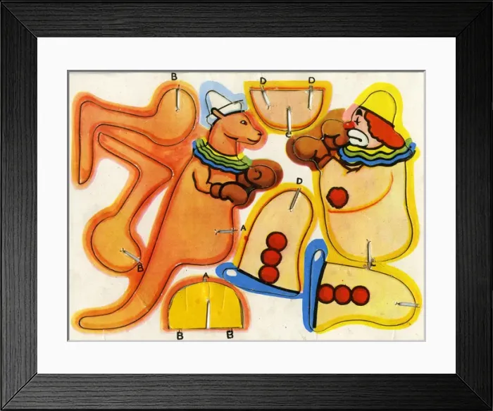 Framed Print : Circus Cut-Out Favourites - Clown and Kangaroo Framed Print : Circus Cut-Out Favourites - Clown and Kangaroo