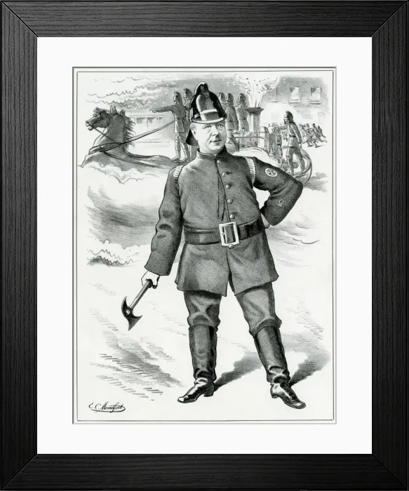 Framed Print : Cartoon, Councillor Wilders at his Engine Framed Print : Cartoon, Councillor Wilders at his Engine